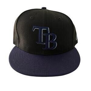 Tampa Bay Rays New Era 9Fifty Black Dome Navy Bill SnapBack Hat Cap MLB Baseball